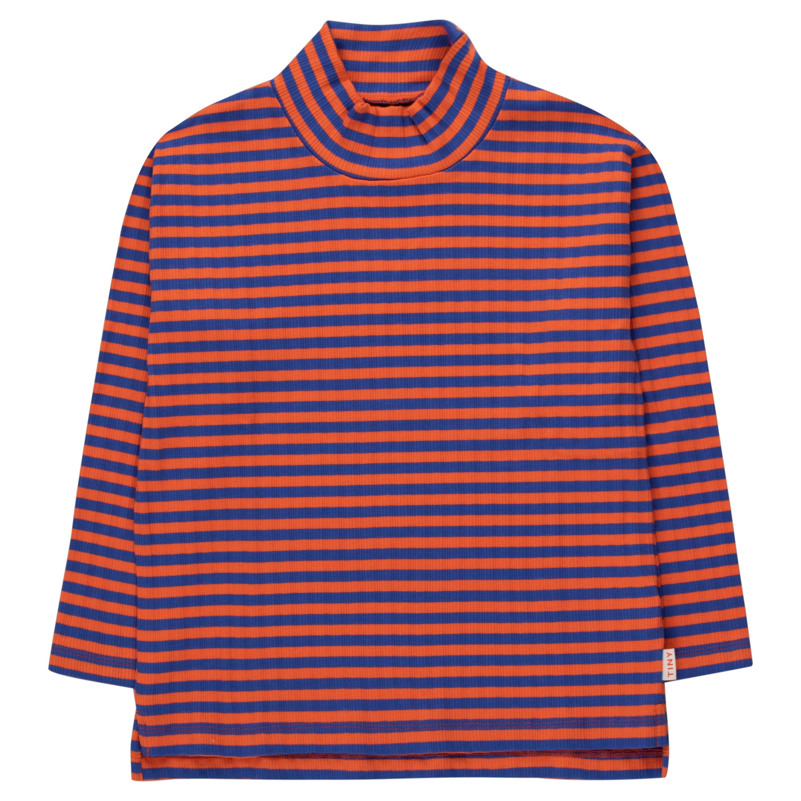 Tiny Cottons Summer Red/Ultramarine Stripes Mockneck Tee