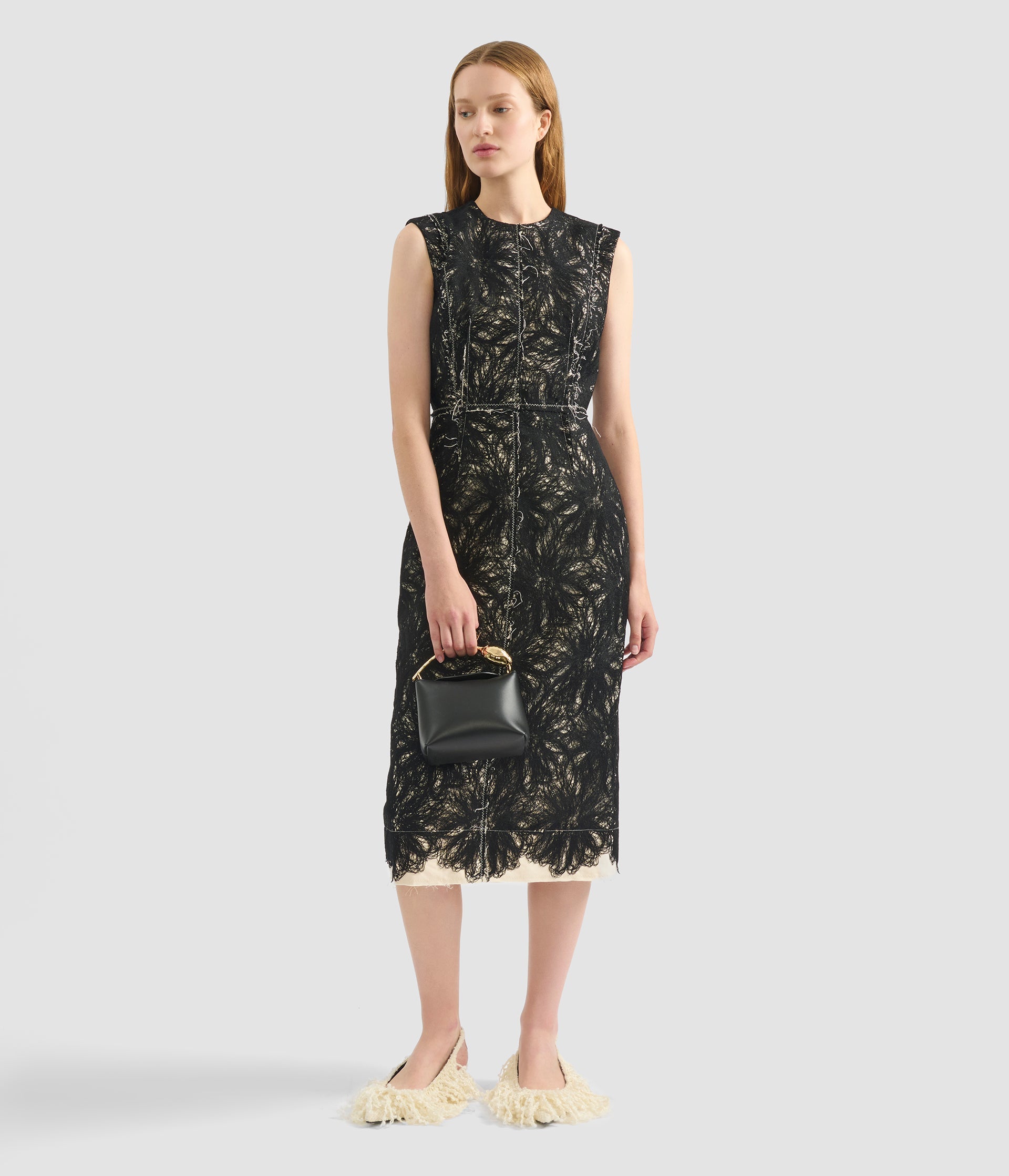 Thread Lace Sleeveless Midi Dress
