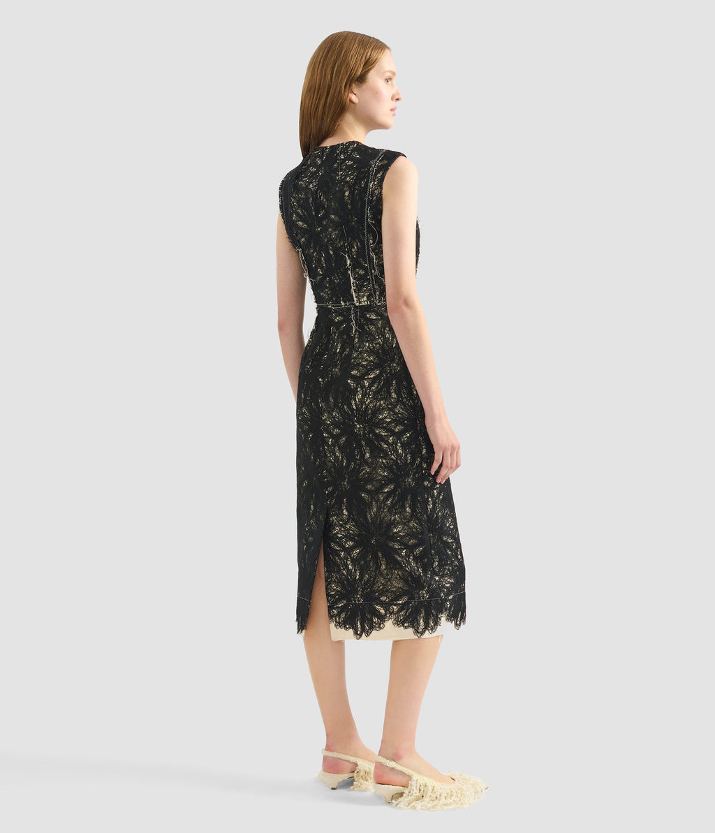 Thread Lace Sleeveless Midi Dress