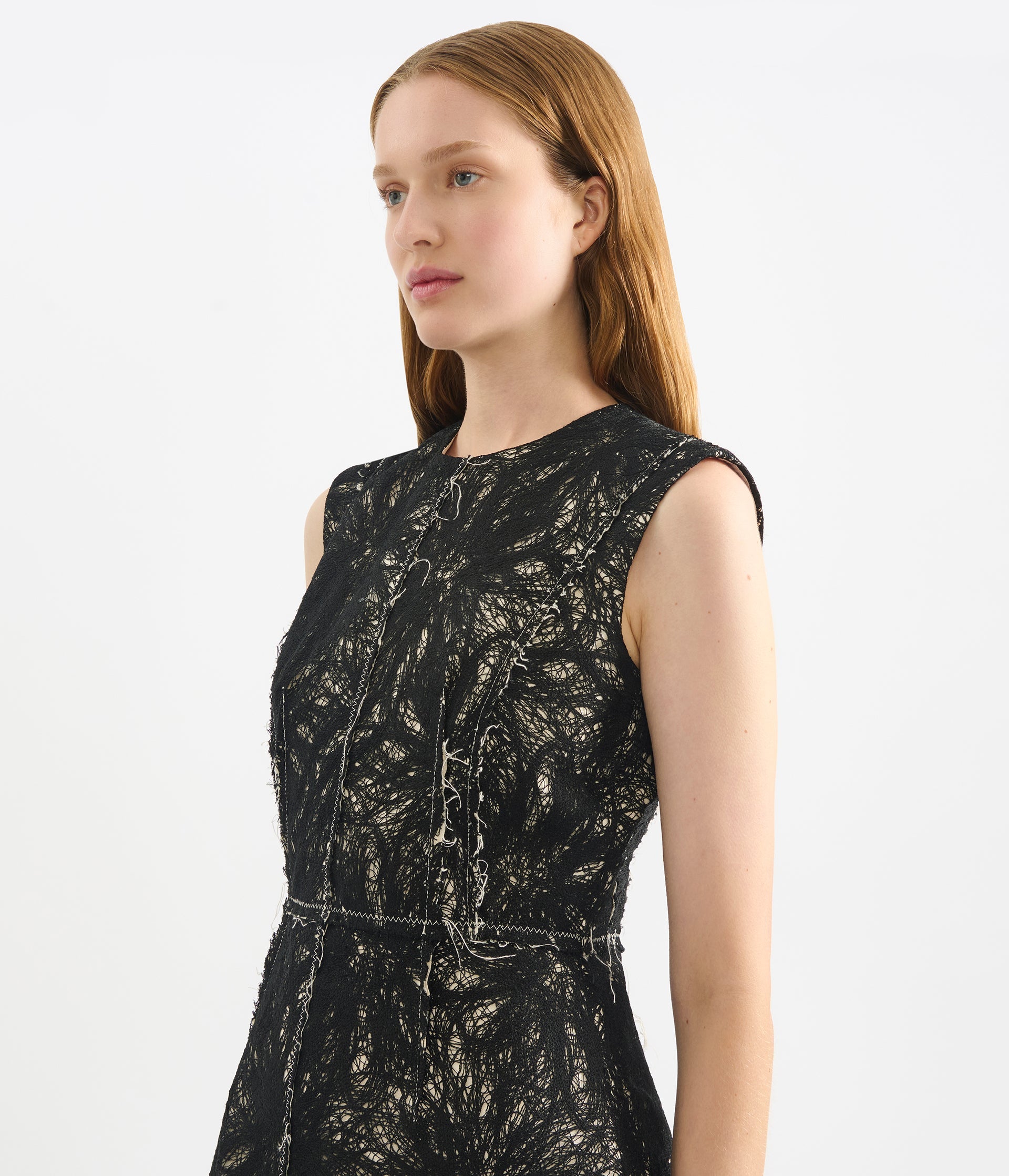 Thread Lace Sleeveless Midi Dress