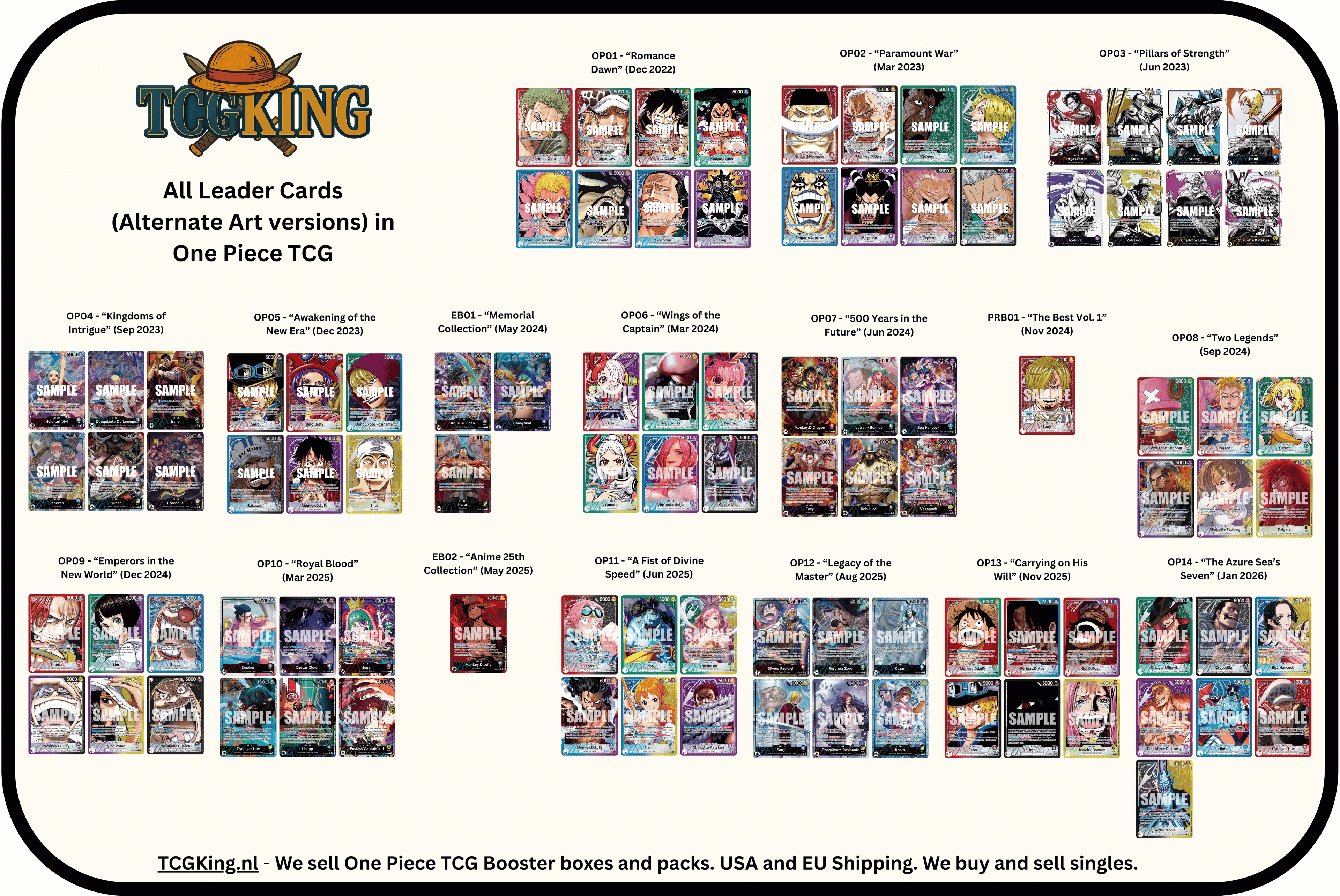 Complete List of One Piece TCG Leader Cards –