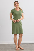 Women's 100% Organic Cotton T-Shirt Dress | Willow Green | Fair Indigo | Ethically Made Clothing | Fair Trade Clothes