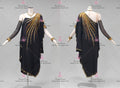 Black Chiffon Lyrical Latin Dance Wear Flamenco Gowns LD-SG2299