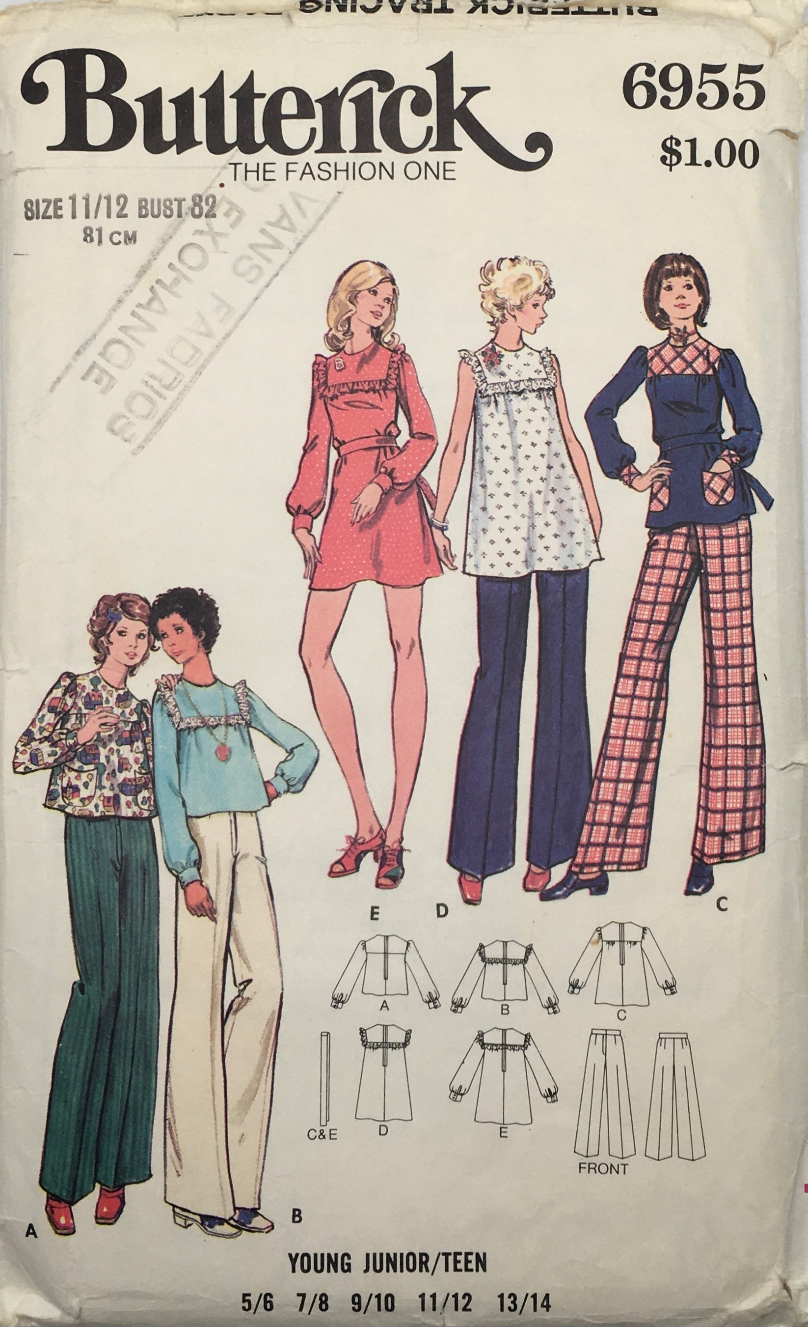 1970's Vintage Sewing Pattern: Butterick 6955