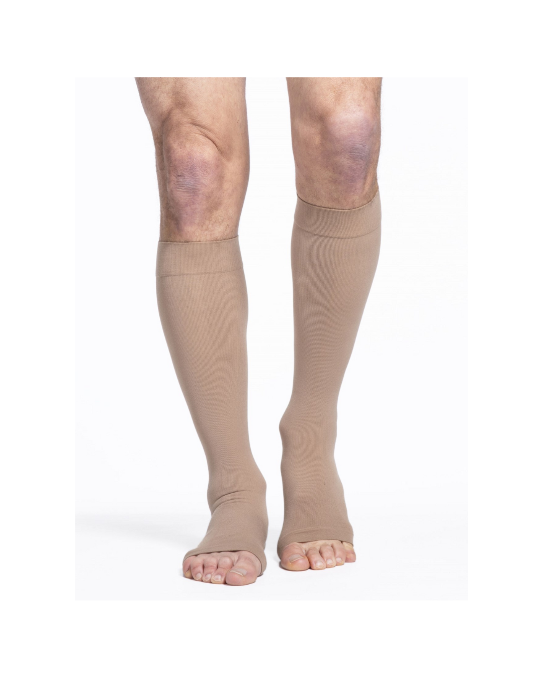 Sigvaris Essential Cotton 230 20–30mmHg Calf Open Toe Light Beige Standard MS