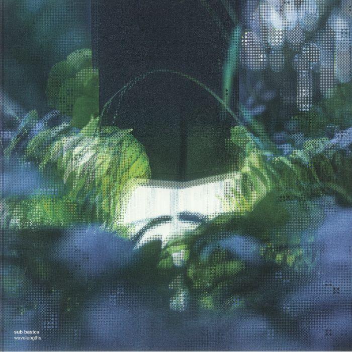 Vinyl record cover with glowing book among green plants, Sub Basics Wavelengths album art