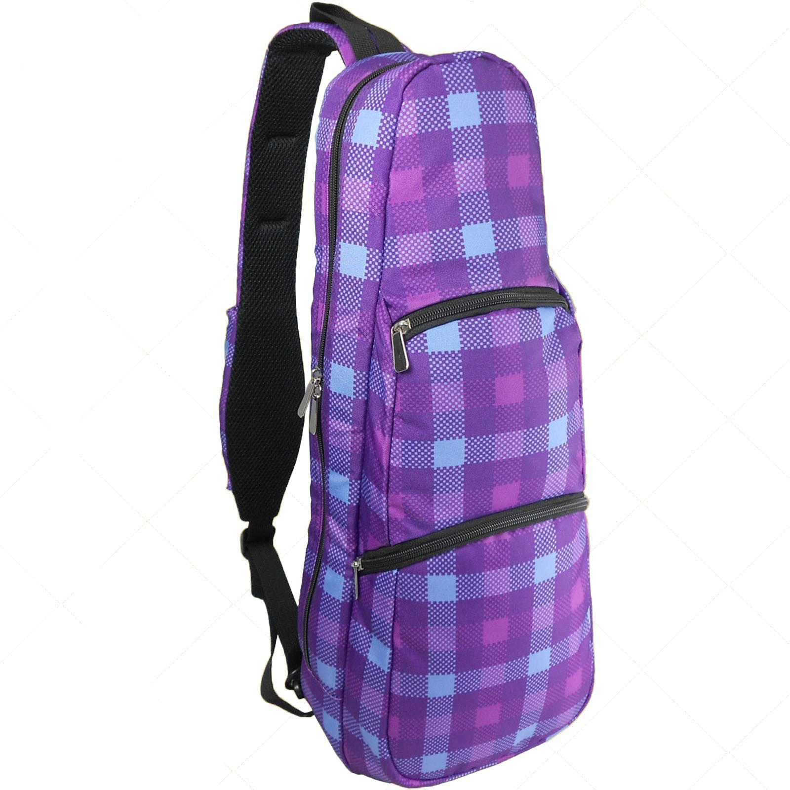 24” Concert Pattern Print Ukulele Sling Gig Bag (PURPLE CHECKER)