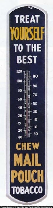 Mail Pouch Tobacco Thermometer • Antique Advertising