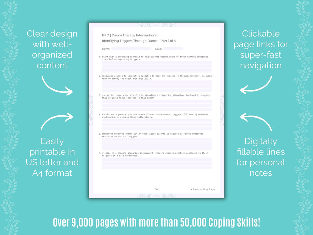 Dance Therapy Coping Skills Counselor Cheat Sheets