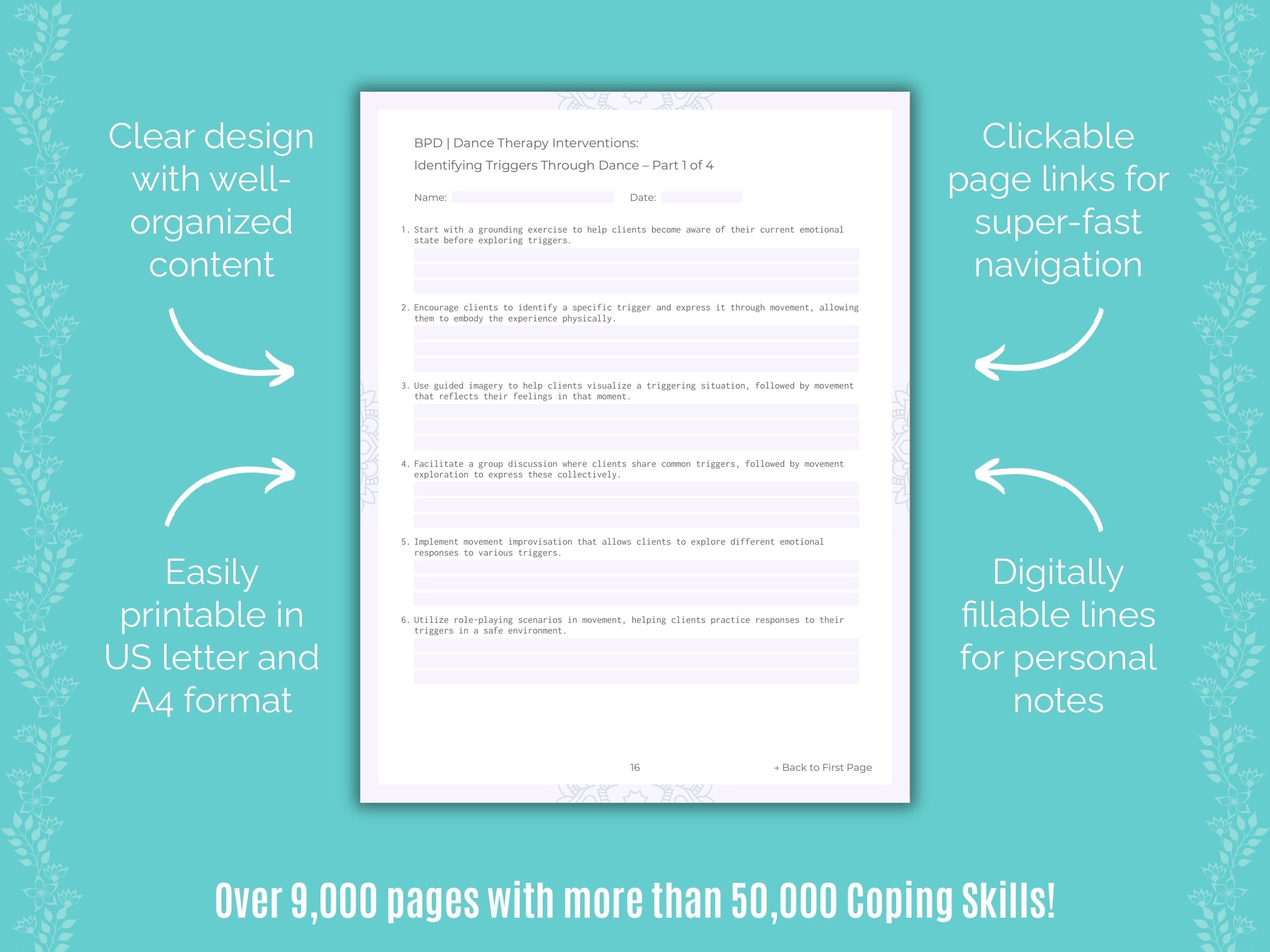 Dance Therapy Coping Skills Counselor Cheat Sheets