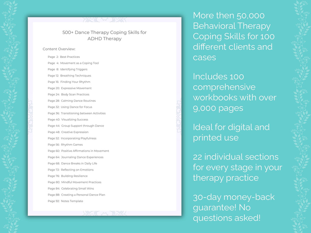 Dance Therapy Coping Skills Counseling Templates