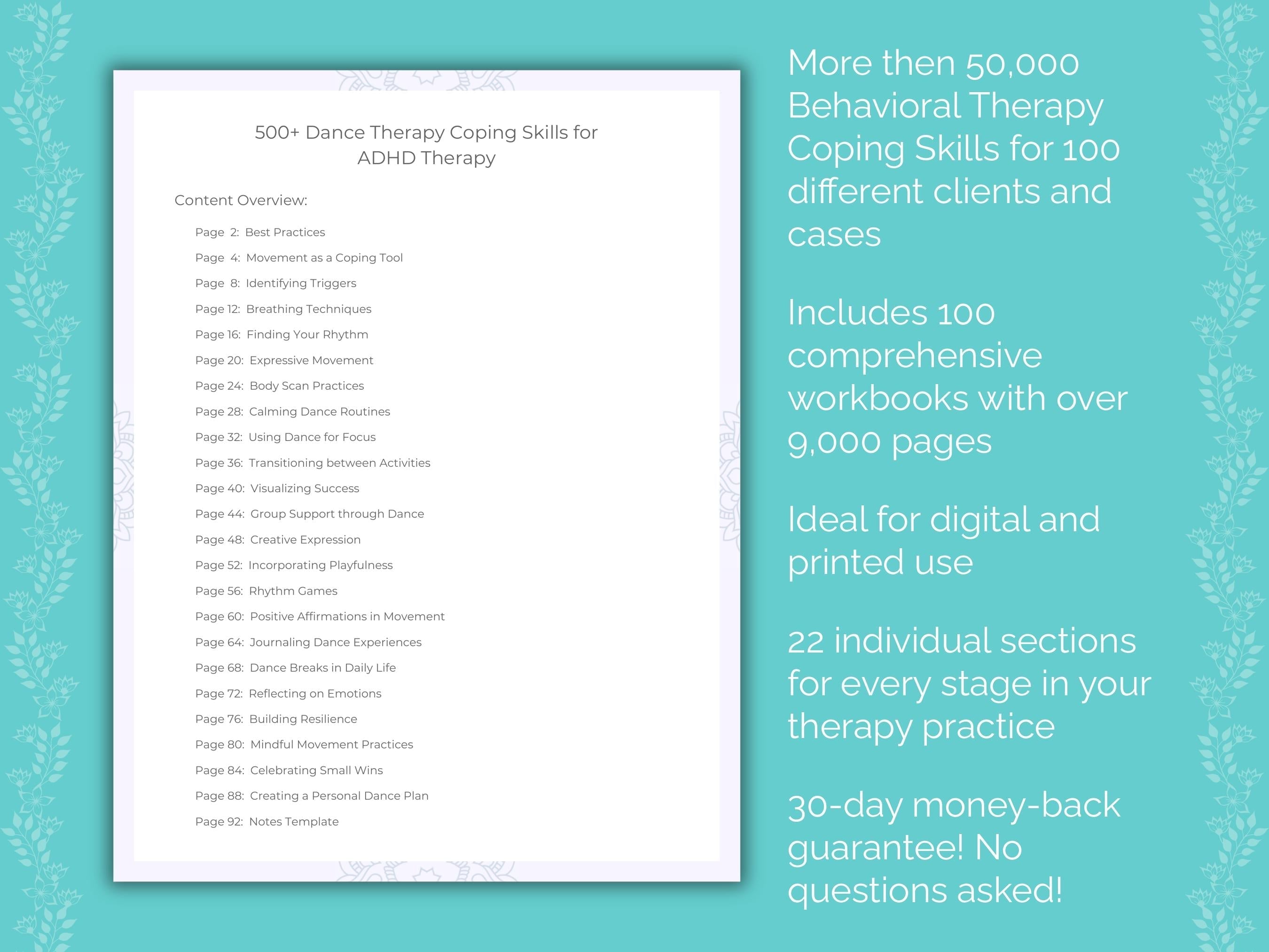 Dance Therapy Coping Skills Counseling Templates