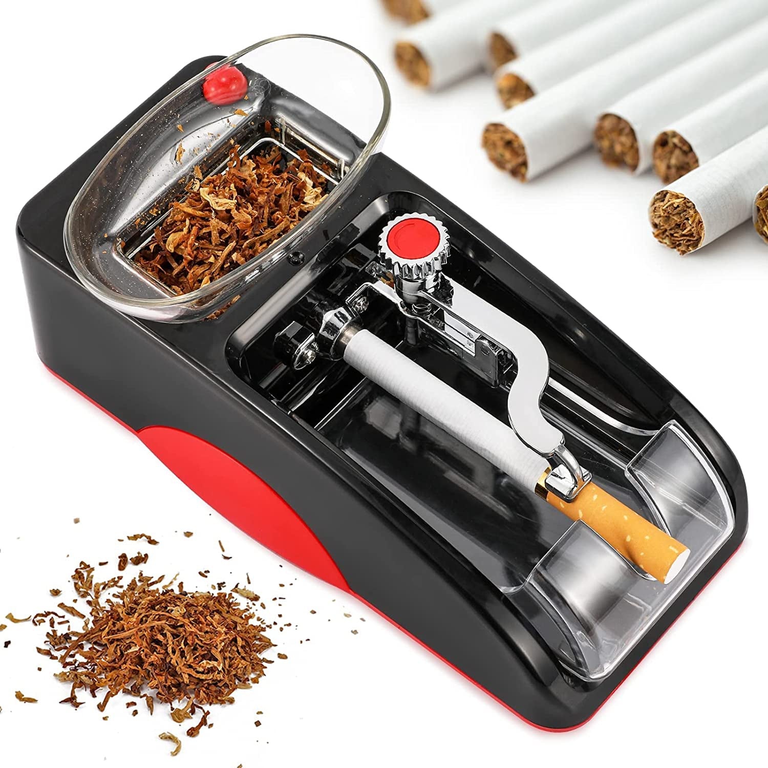 Automatic Electric Cigarette Rolling Machine Cigarette Injector Maker,  Diameter: 6.5mm, Power Plug:EU Plug(Red)