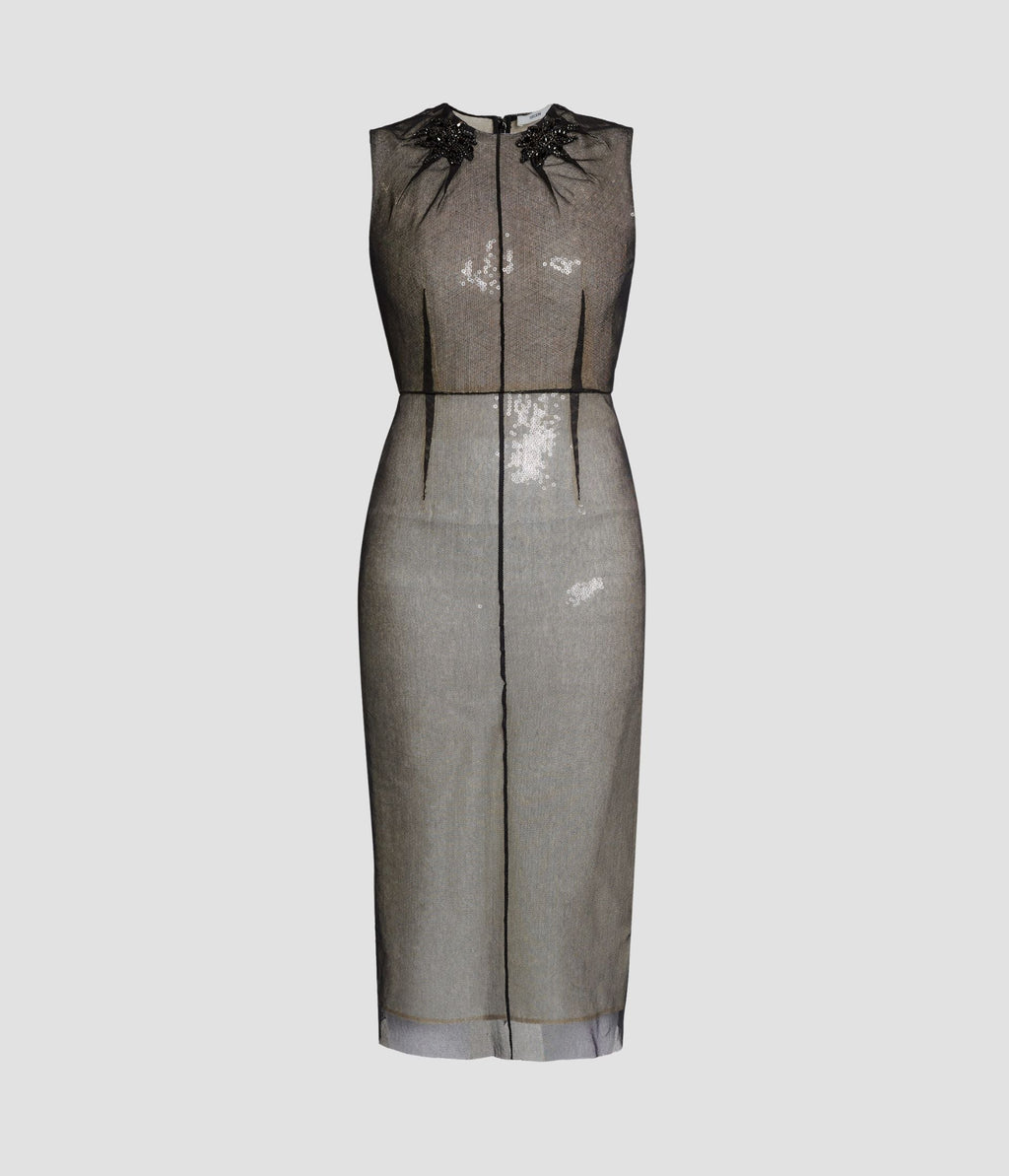 Embellished Organza Sequin Midi Dress