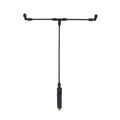 Black carbon fiber wand with boom nozzle attachment and inline spray handle on a white background