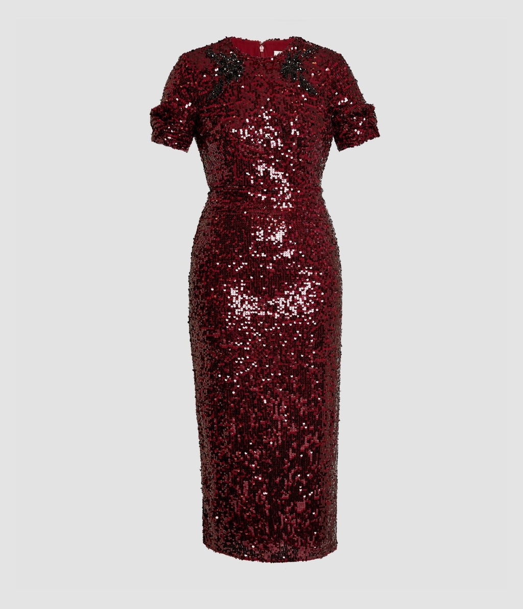 Embellished Sequin Midi Dress