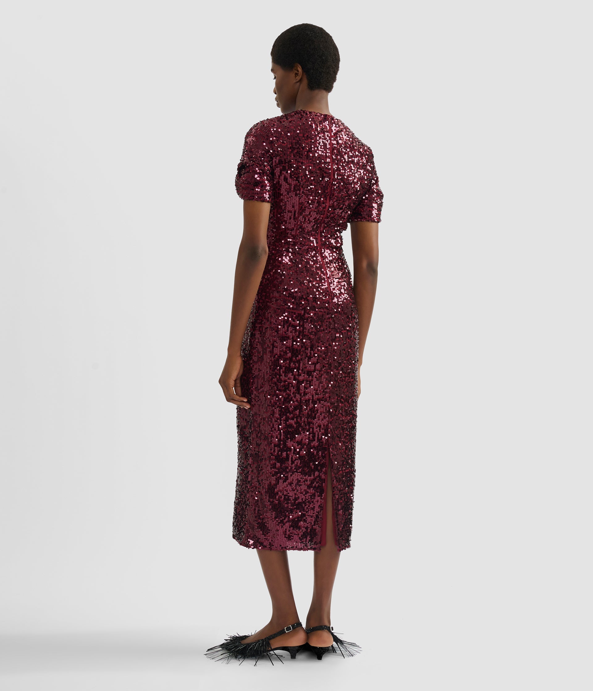 Embellished Sequin Midi Dress