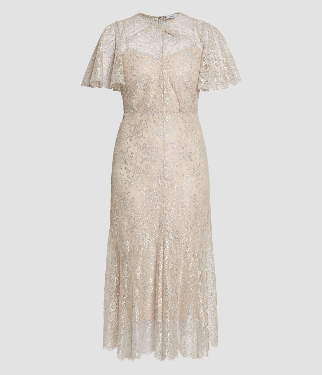 Metallic Lace Midi Dress