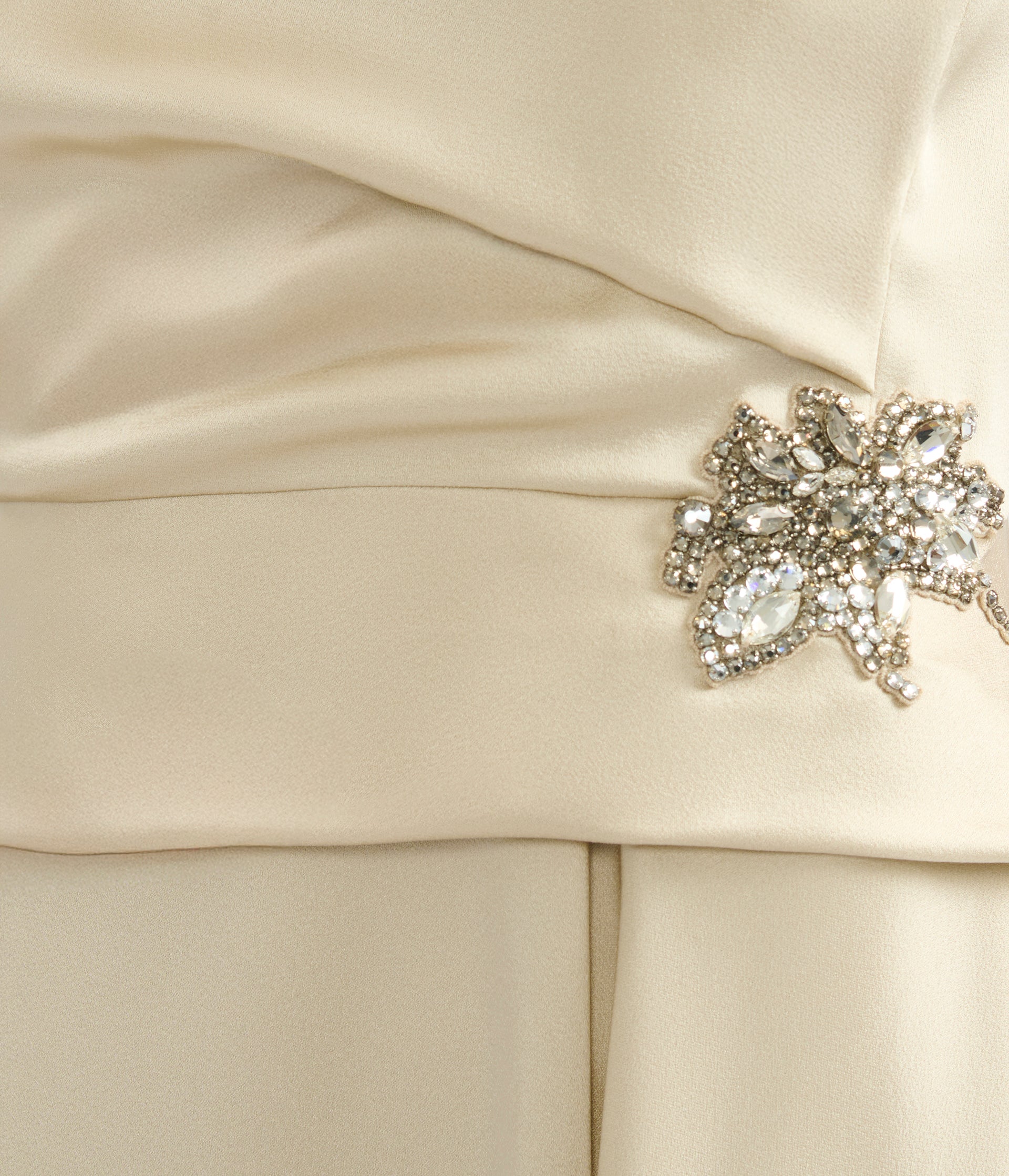 Embellished Satin Cady Draped Midi Dress