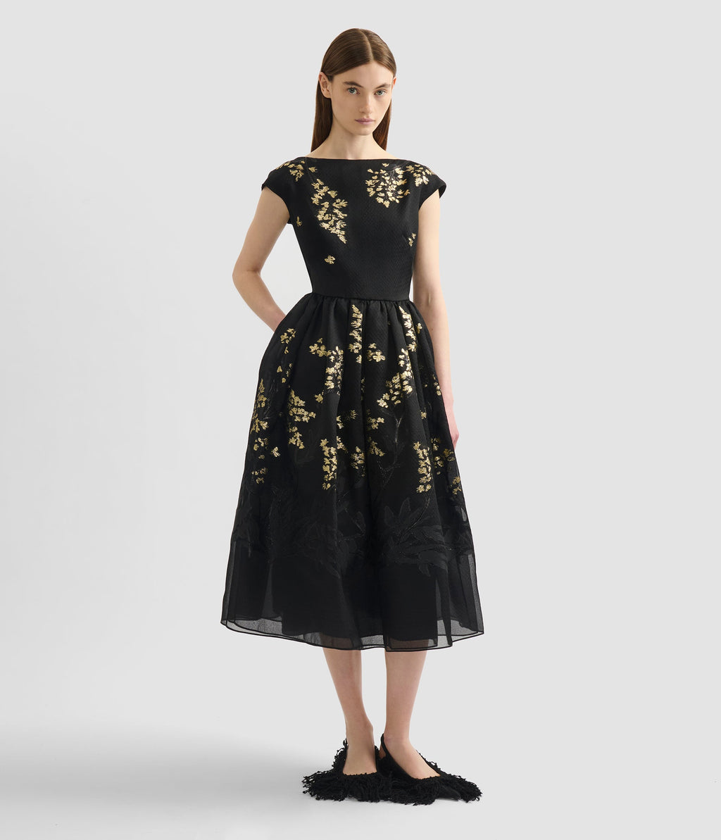 Organza Fil Coupé Midi Dress