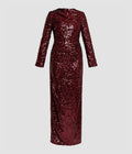 Embellished Sequin Long Sleeve Gown