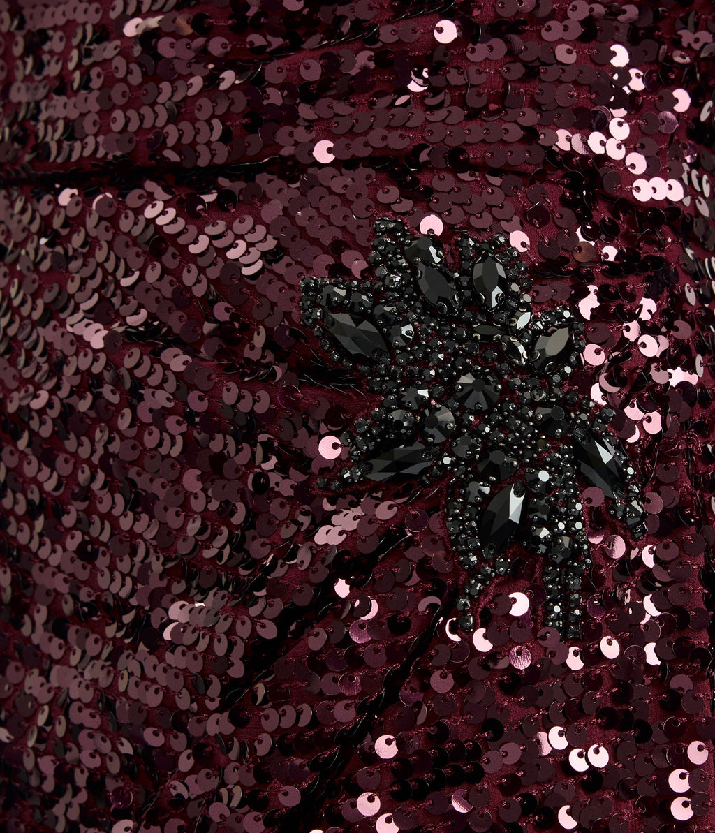 Embellished Sequin Long Sleeve Gown