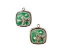 Silver Pearl Whale Charm - Green