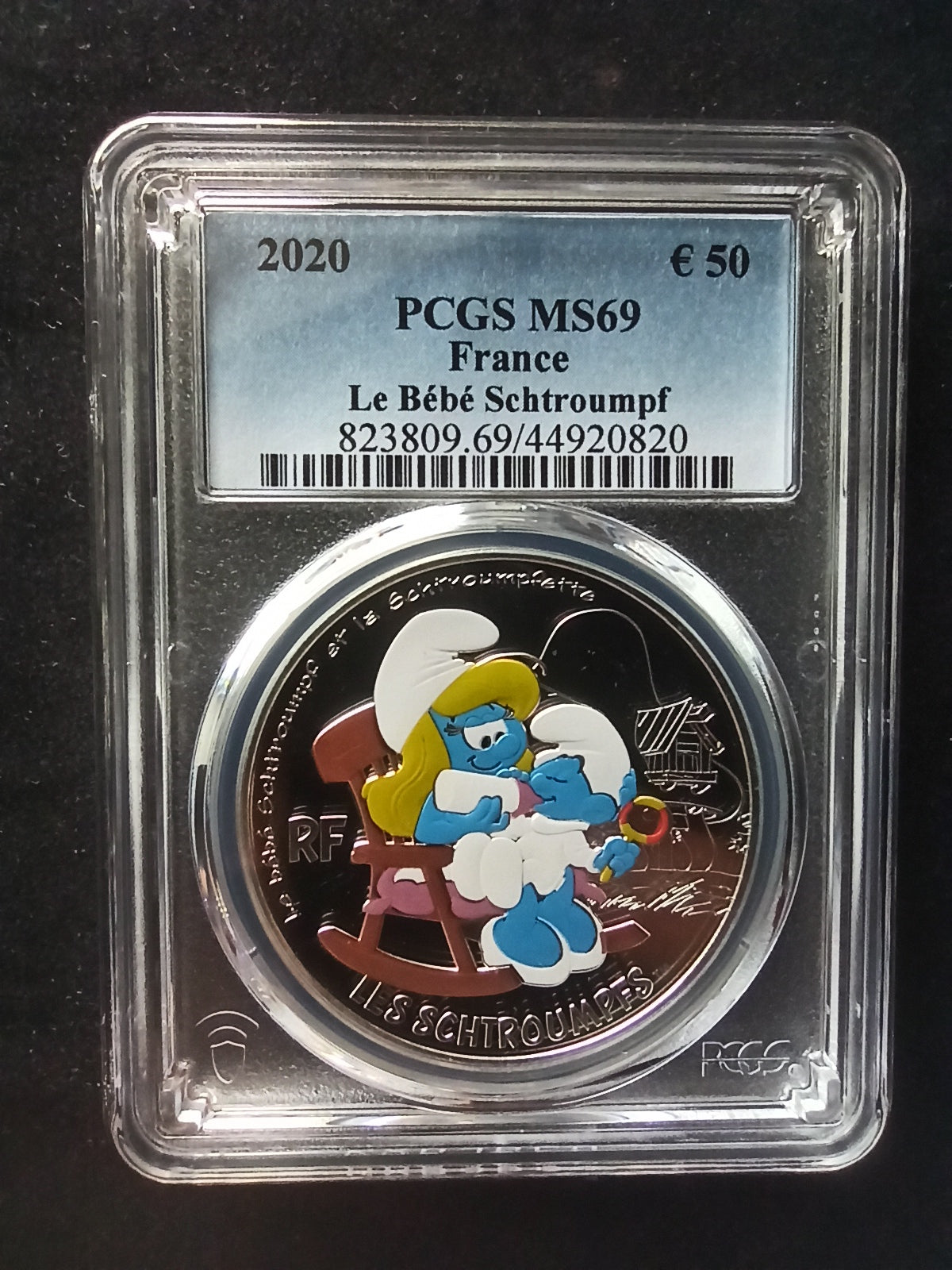 France : 50 Euro 2020 : Le Bébé Schtroumpf ; PCGS : MS 69