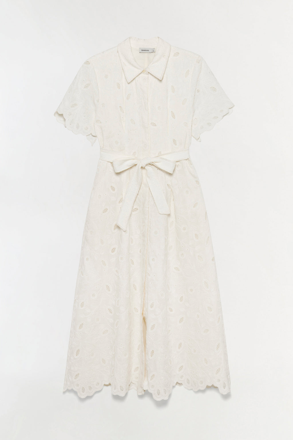 Audria Belted Linen Midi Dress