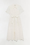 Audria Belted Linen Midi Dress