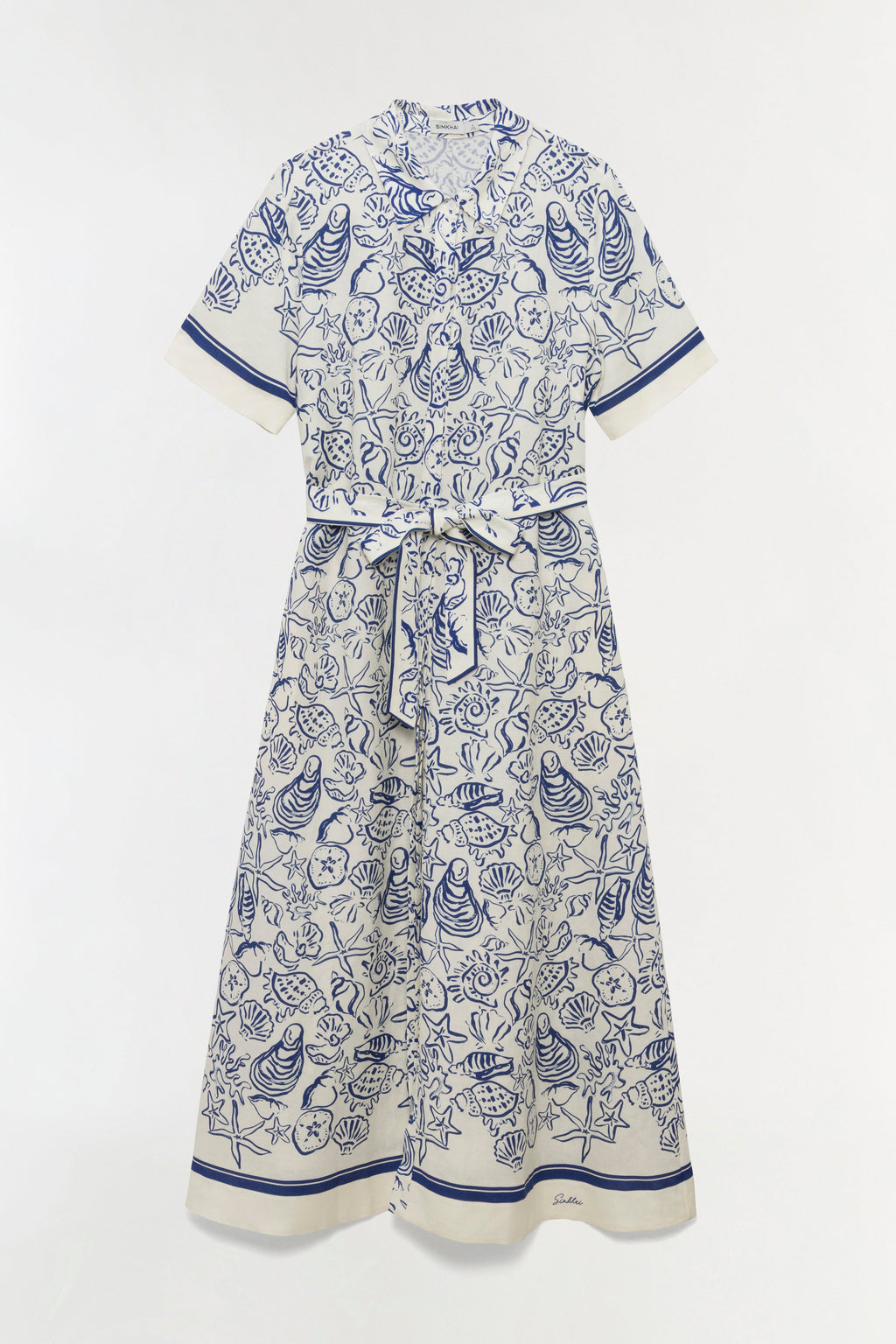 Audria Belted Linen Midi Dress