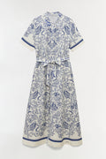 Audria Belted Linen Midi Dress