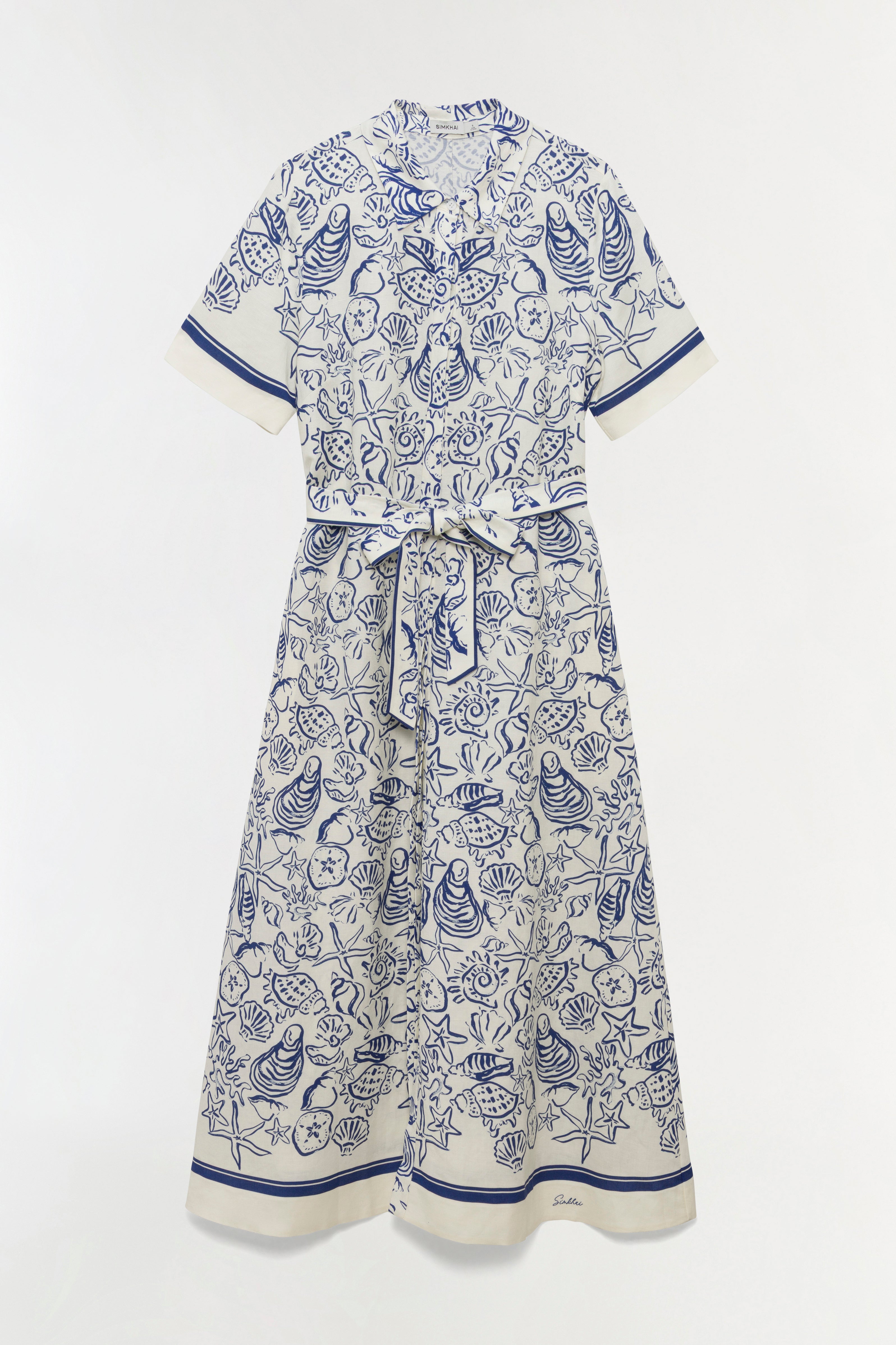 Audria Belted Linen Midi Dress