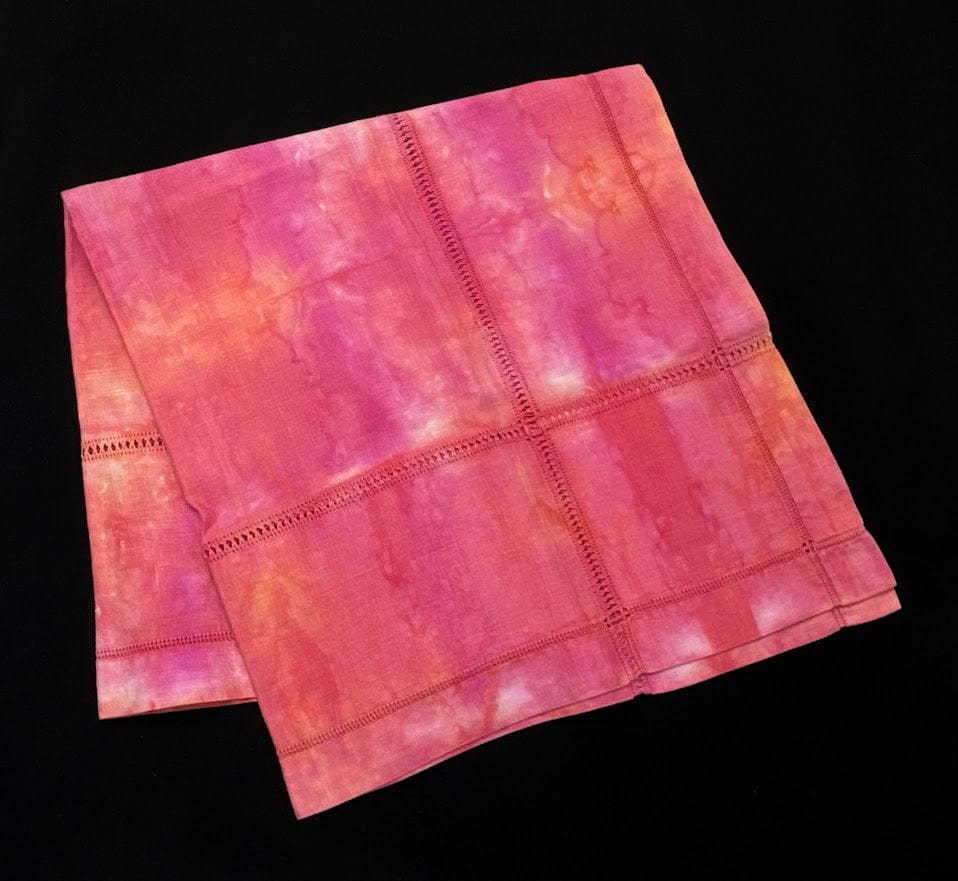 Vintage Hand Dyed Linen Table Runner -Pink and Orange Vintage Hand Dyed Linen Table Runner -Pink and Orange