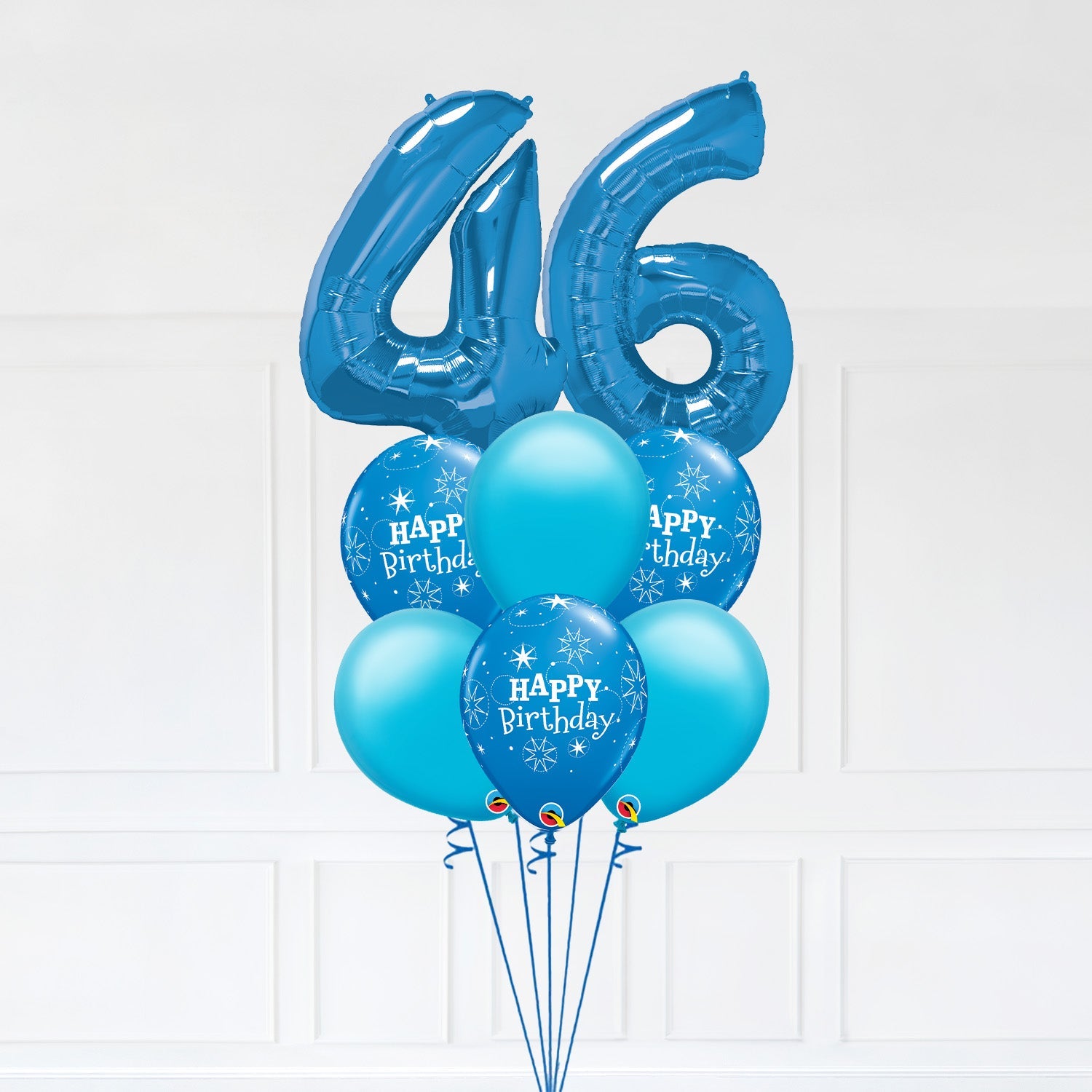 Customizable Number 46 Balloon Bouquet Blue Micro Foil Balloon with Latex Happy Birthday Balloons
