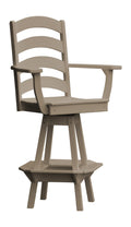 Bryton Park Poly Furniture Recycled Plastic Ladderback Swivel Counter Chair w/ Arms (COUNTER HEIGHT) - LEAD TIME TO SHIP 2 WEEKS OR LESS