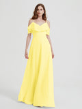 Spaghetti Bretelles Col En V Mousseline Robes Longues Citron