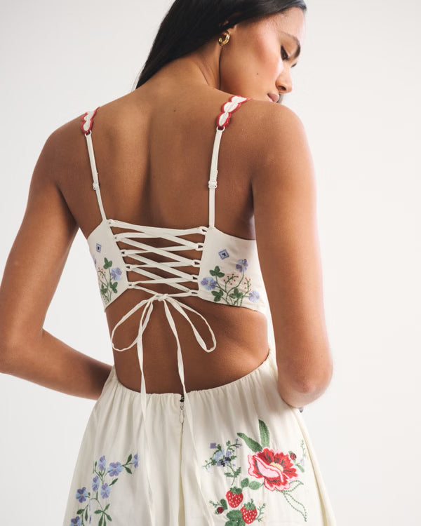 Bra-Free Embroidered Maxi Dress
