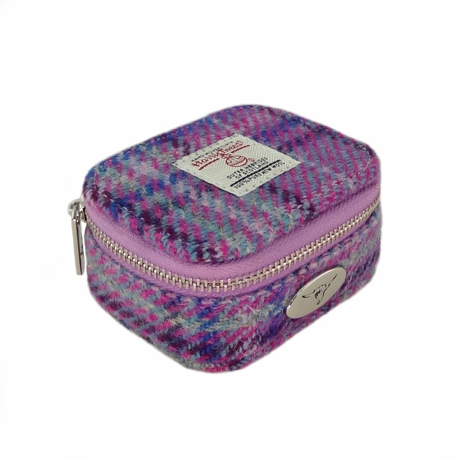 Harris Tweed Jewellery Box in (Purple & Mint Check)