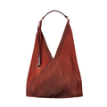 Brown pleated handbag on a white background
