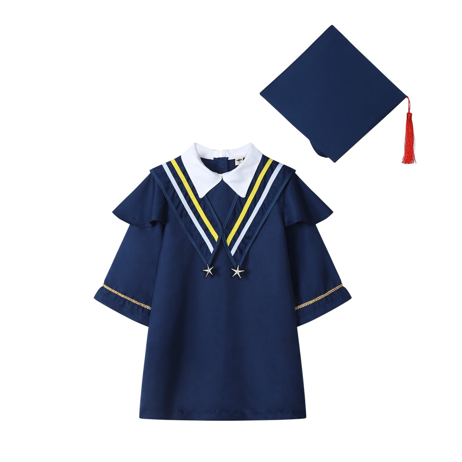 Mkhsqhdg 5th Grade Graduation Dress Boys Girls Suit Kindergarten Children Graduation Stage Performance Gown with Hat Kindergarten Cap and Gown 8-9