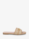 Mules à boucle effet paille tressée - Camel - 1