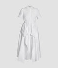 Floral Appliqué Draped Shirt Dress