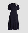 Floral Appliqué Jacquard Midi Dress