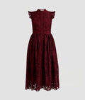 Floral Cutwork Flared Midi Dress