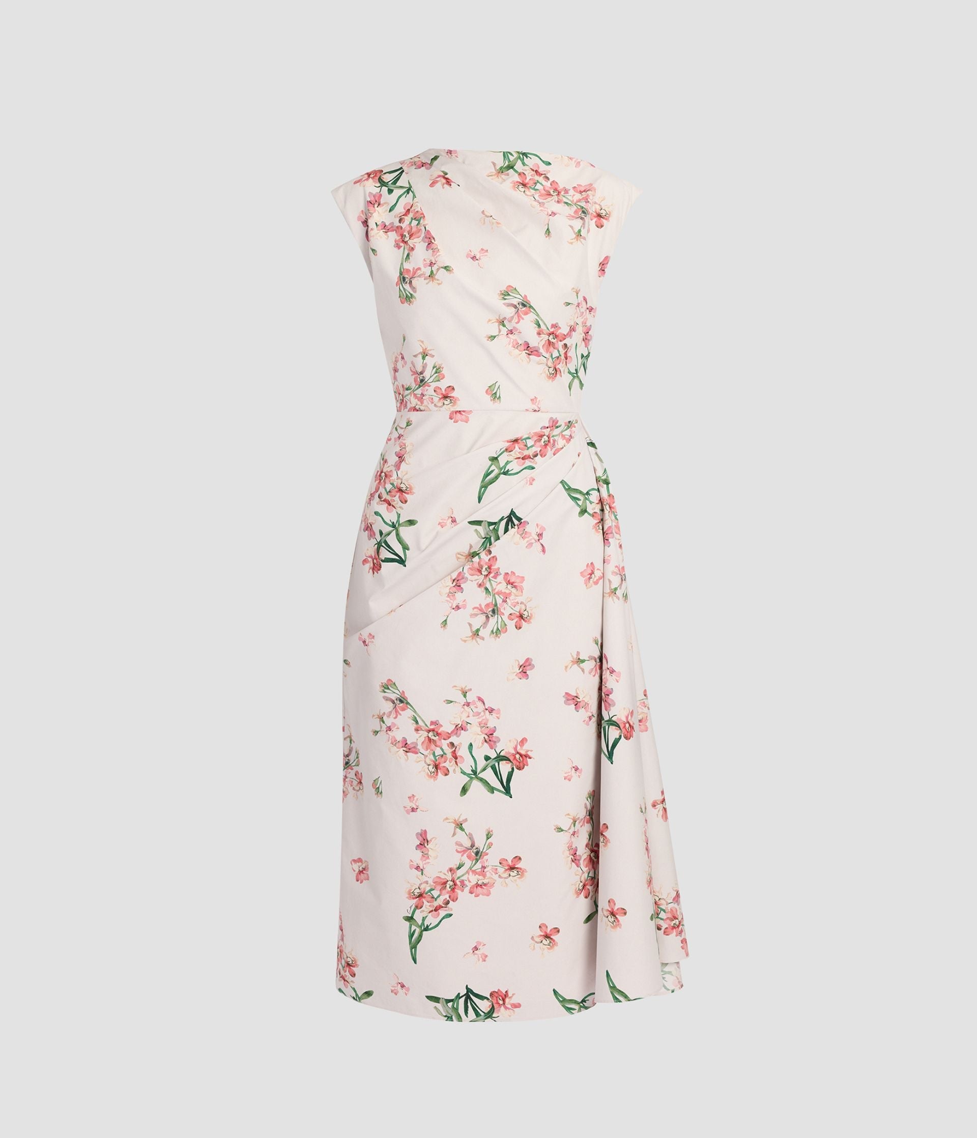Floral Cotton Short Sleeve Midi Dress