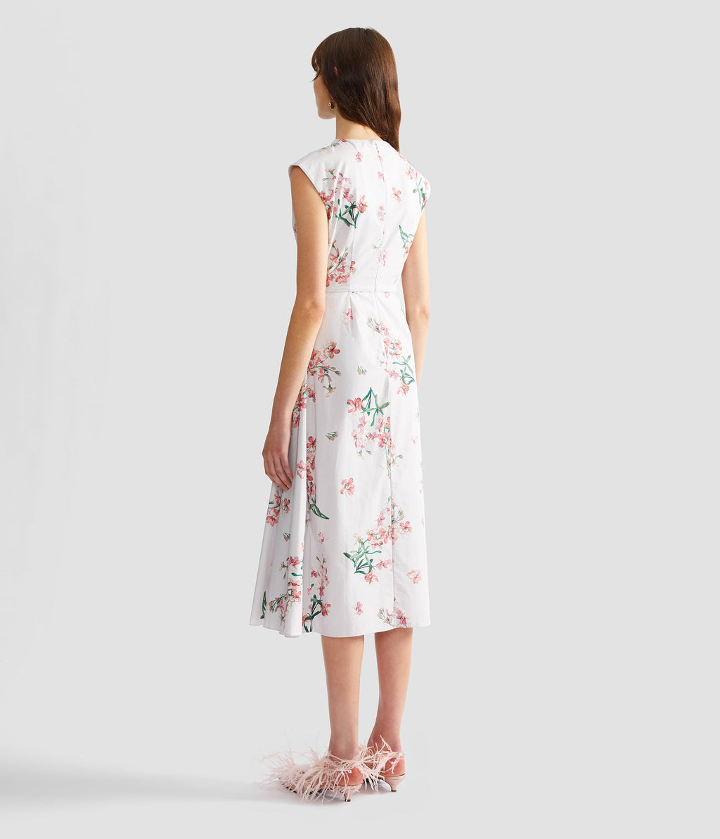 Floral Cotton Short Sleeve Midi Dress