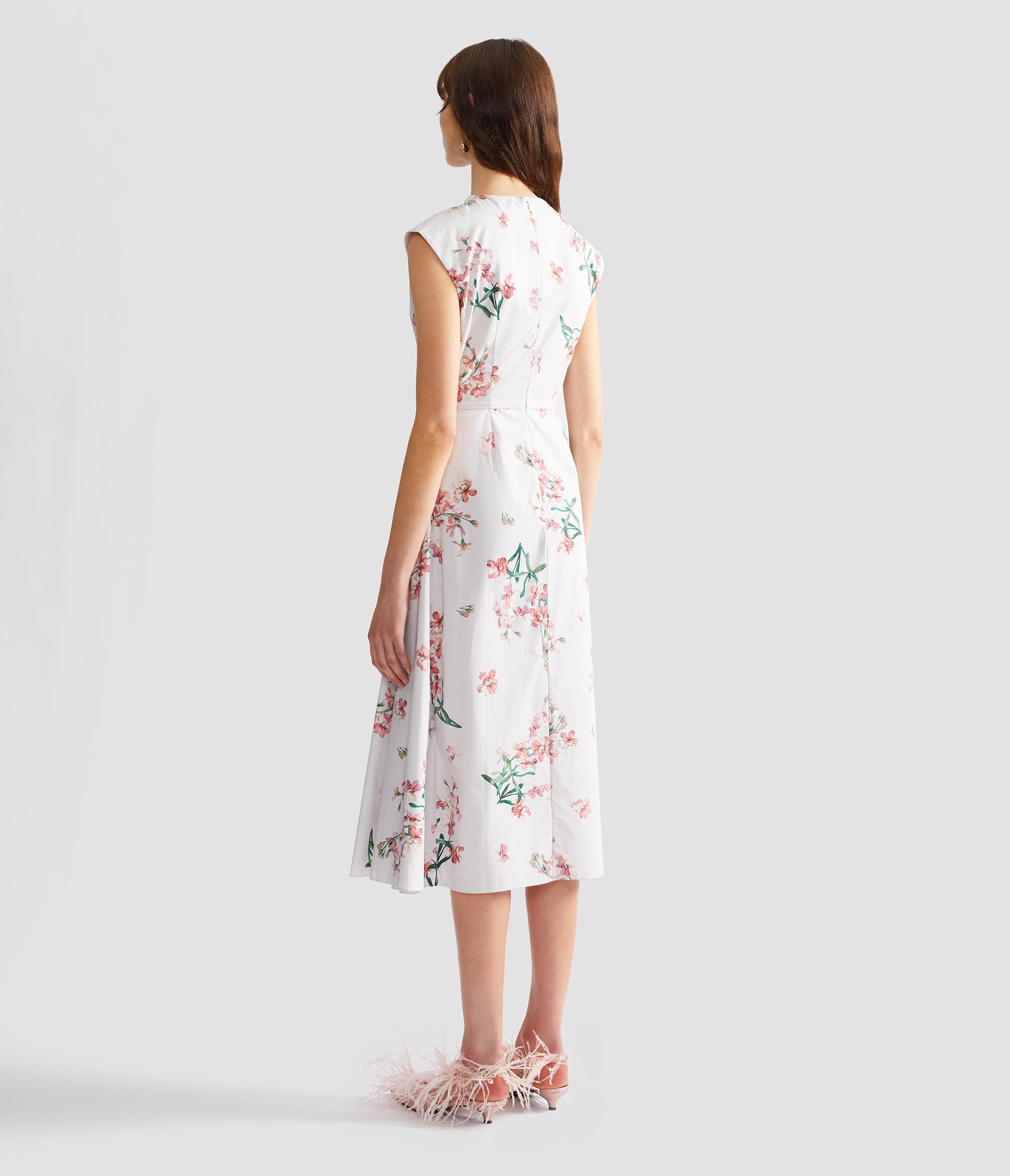 Floral Cotton Short Sleeve Midi Dress