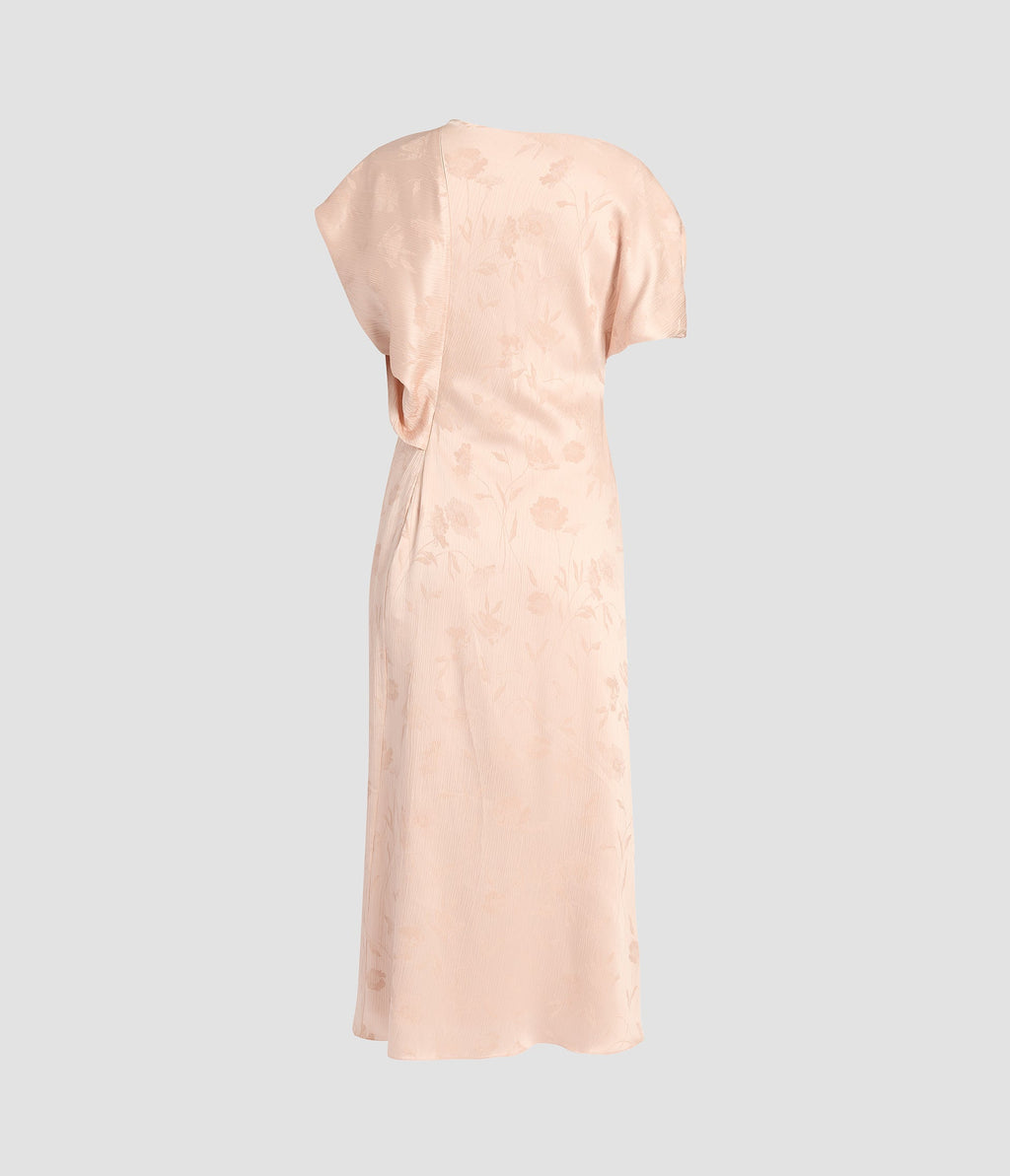 Floral Creponne Jacquard Short Sleeve Midi Dress