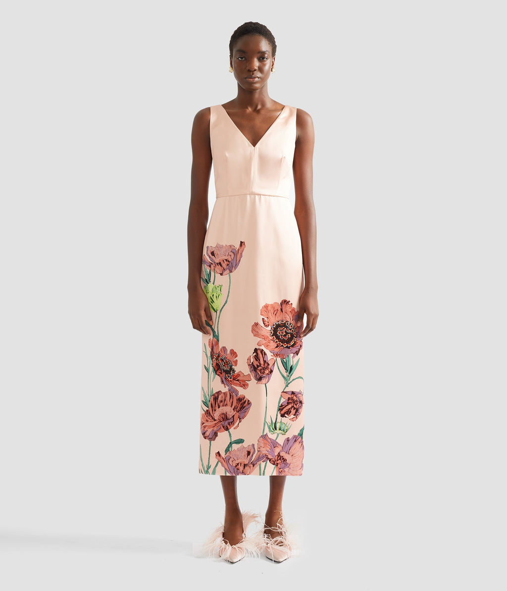 Floral Duchess Midi Pencil Dress